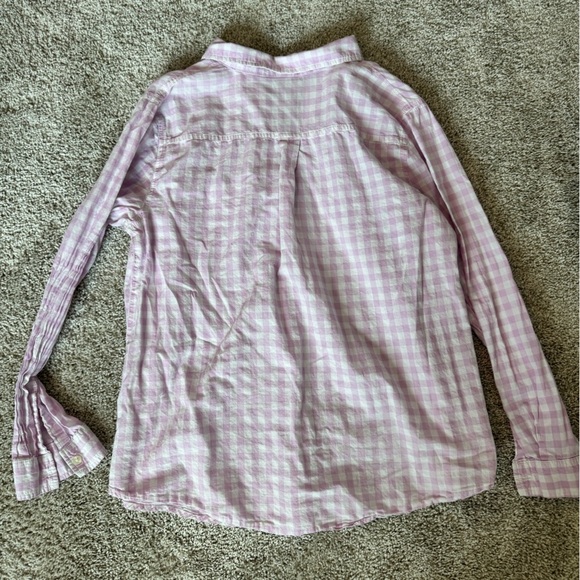 Old Navy Maternity Pink/ purple Gingham Button Down Shirt Plaid shirt–Size Large - Picture 11 of 11